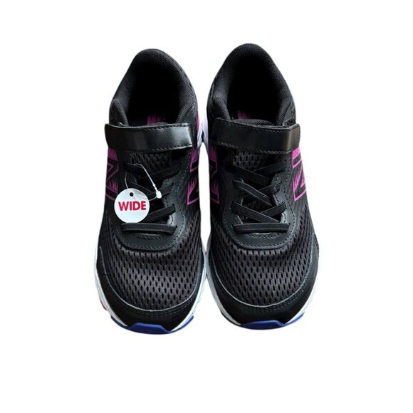 NWOT New Balance 680 V6 Girls 1 Wide Preschool Running Shoe Black Magenta - Picture 2 of 8
